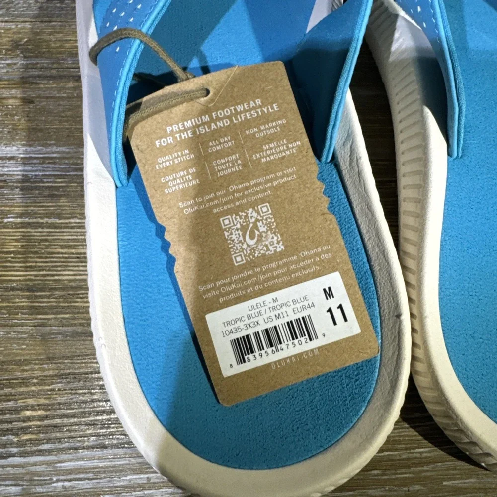 Olukai Ulele Beach Sandals Flip Flops Thong Tropic Blue Men's Size 11 NWT